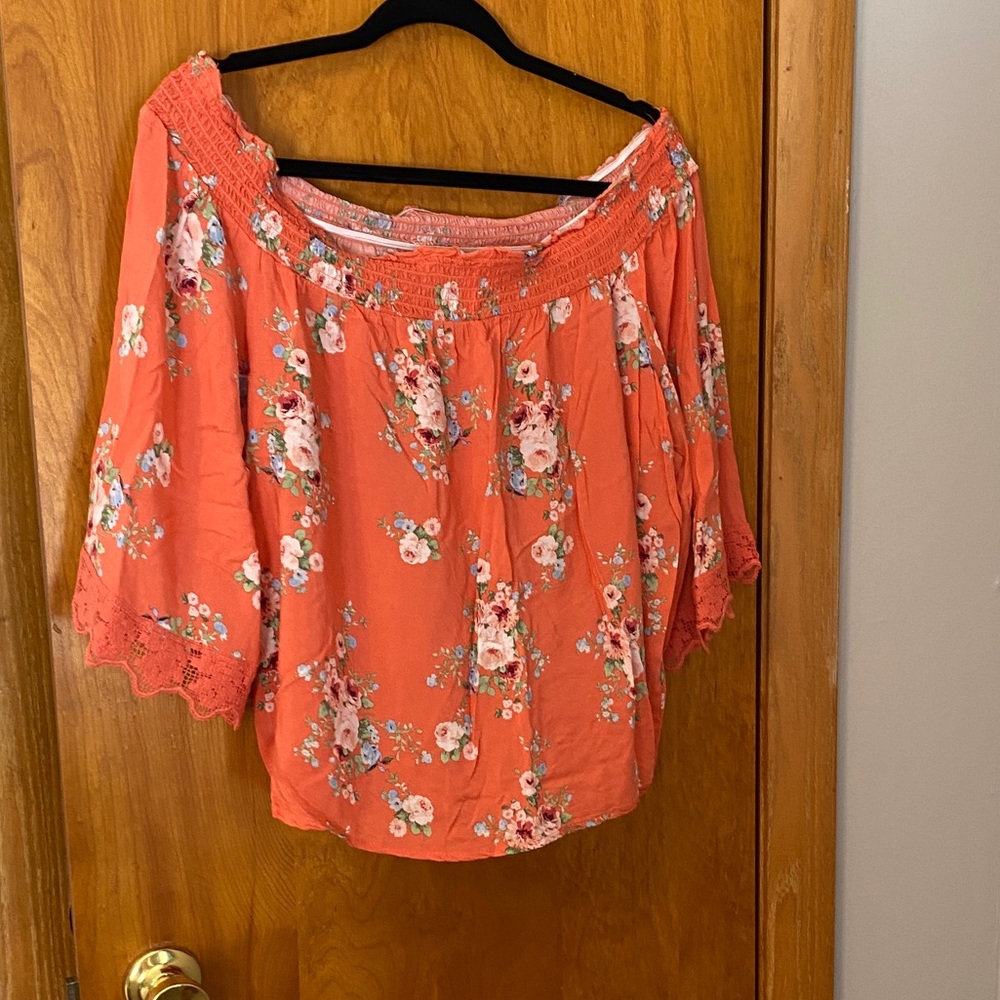 Coral off the shoulder top
